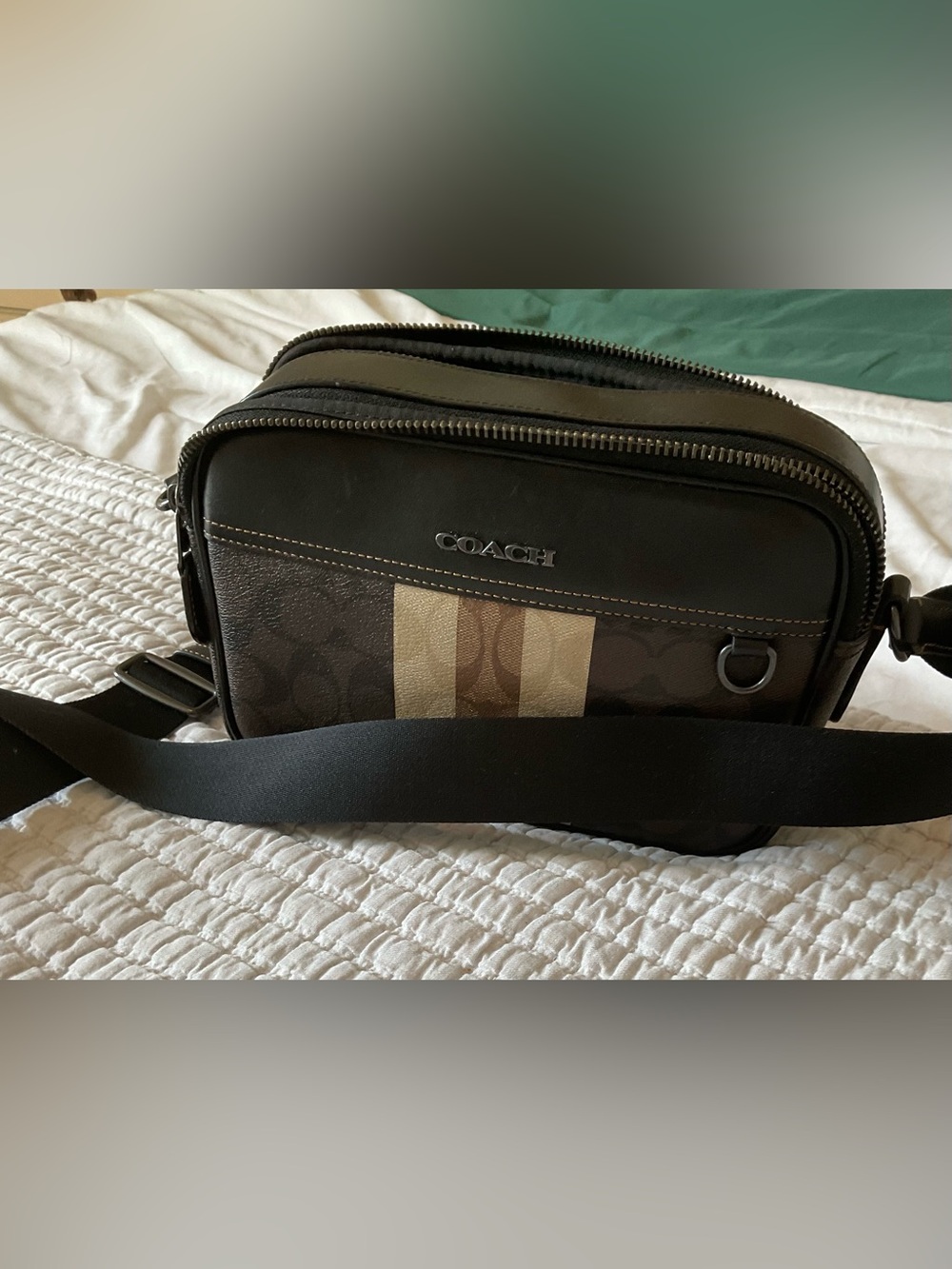Coach Graham Crossbody in Blocked Signature Canvas with Varsity Stripe